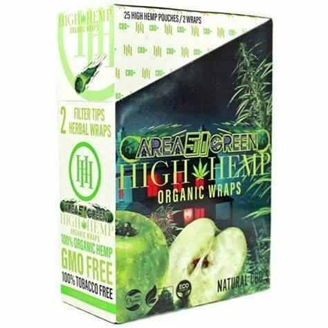HIGH HEMP ORGANIC WRAPS AREA 51 GREEN APPLE