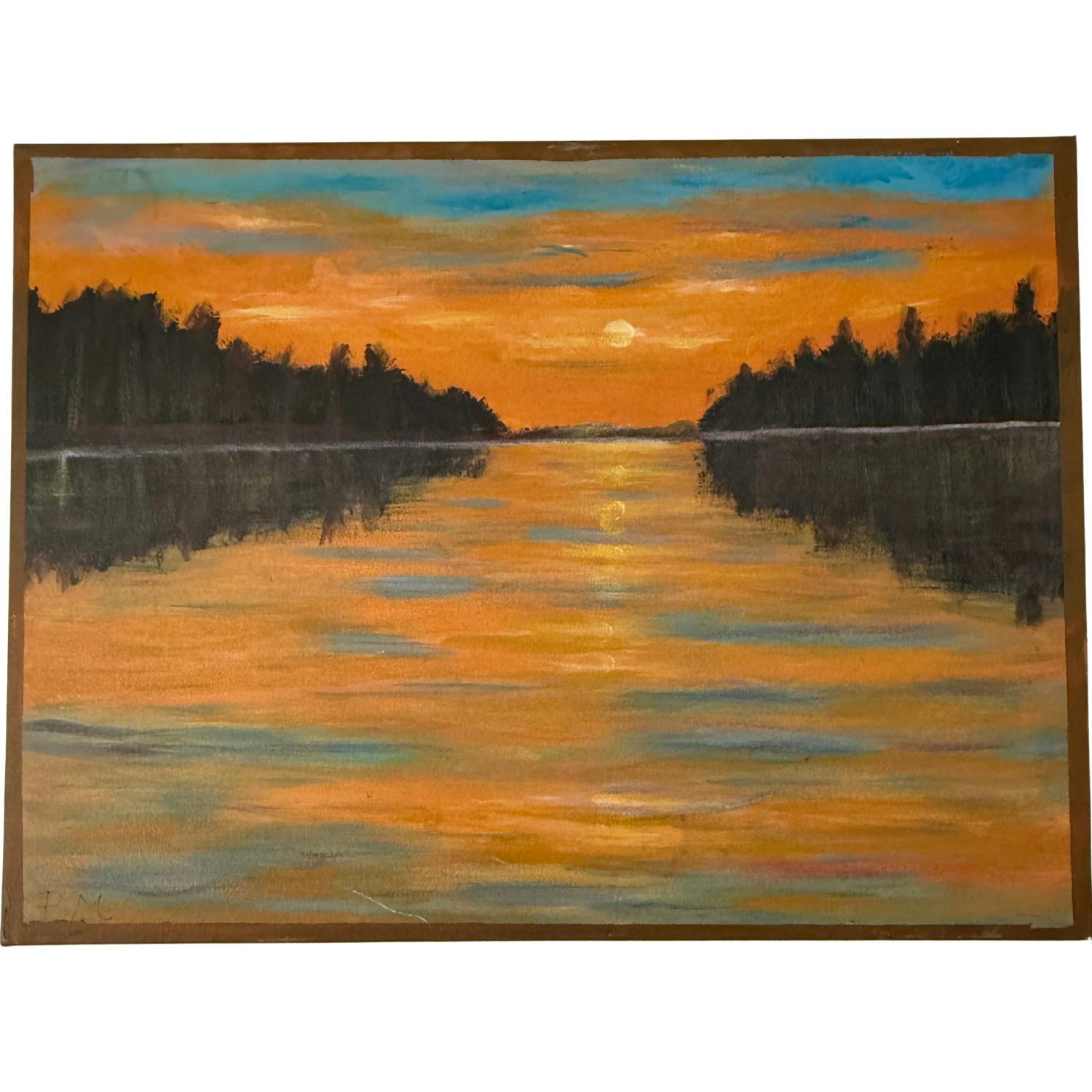 PM PAINTINGS SUNSET OVER RIVER REC