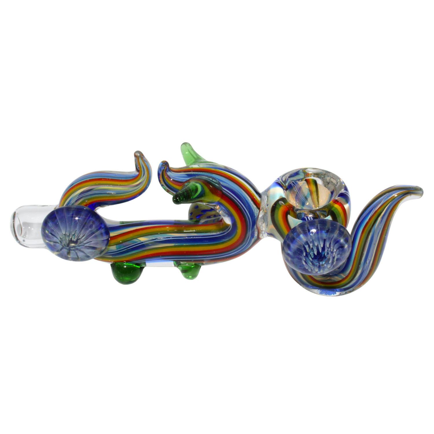 CUSTOM GLASS 6" RASTA HAMMER HAND PIPE