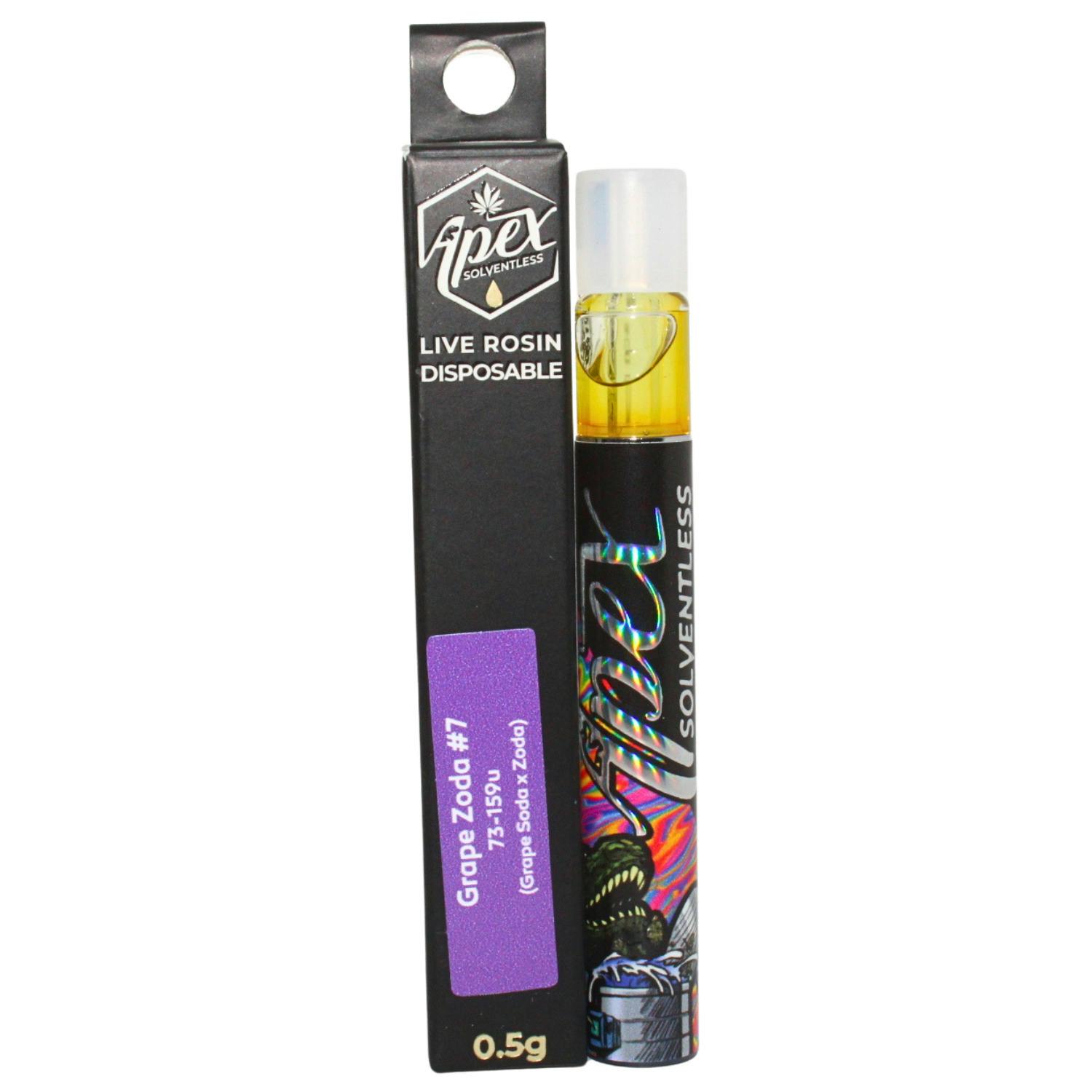 APEX SOLVENTLESS GRAPE ZODA #7 .5G O2 DISPOSABLE ROSIN VAPE REC