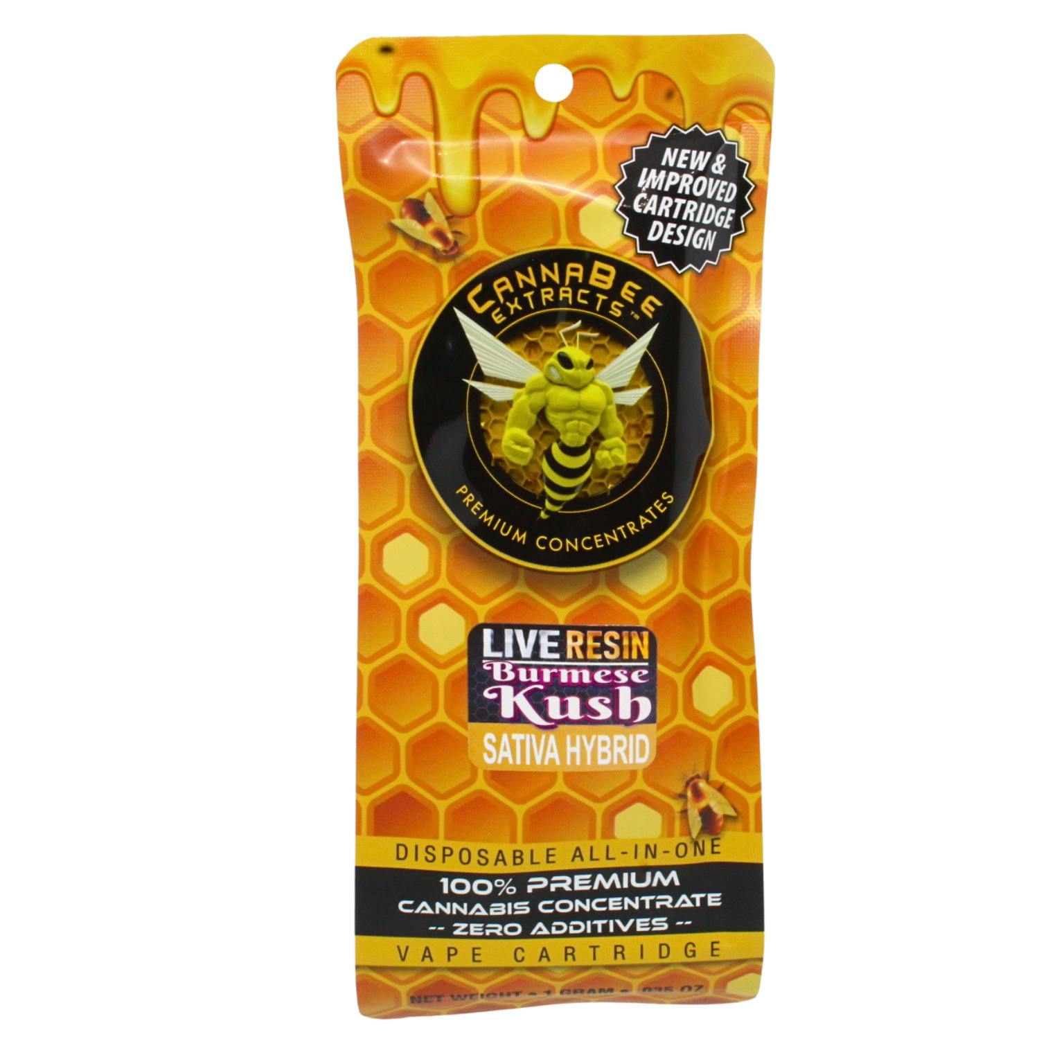 CANNABEE EXTRACTS BURMESE KUSH 1G LIVE RESIN DISPOSABLE VAPE REC