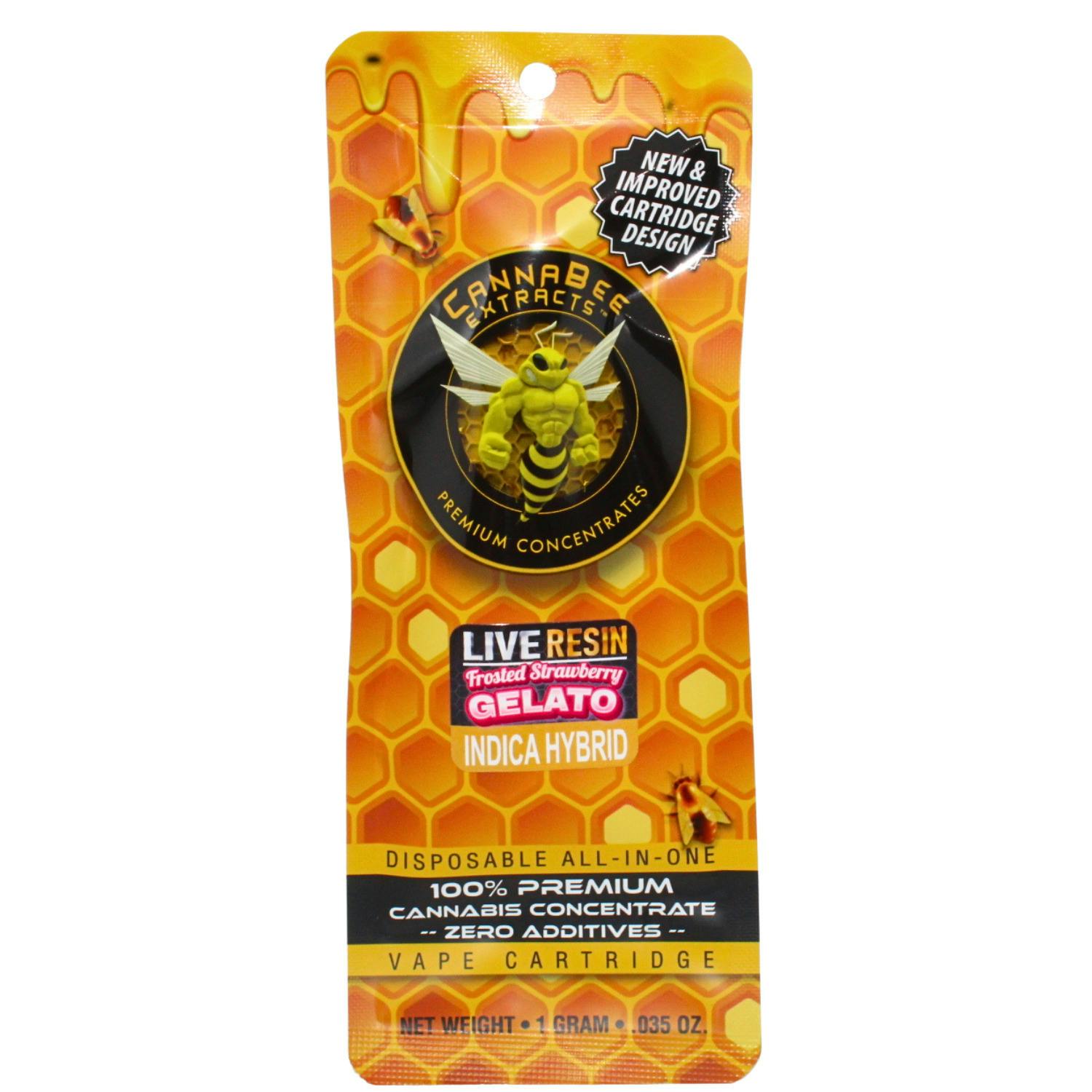 CANNABEE EXTRACTS FROSTED STRAWBERRY GELATO 1G LIVE RESIN DISPOSABLE VAPE REC