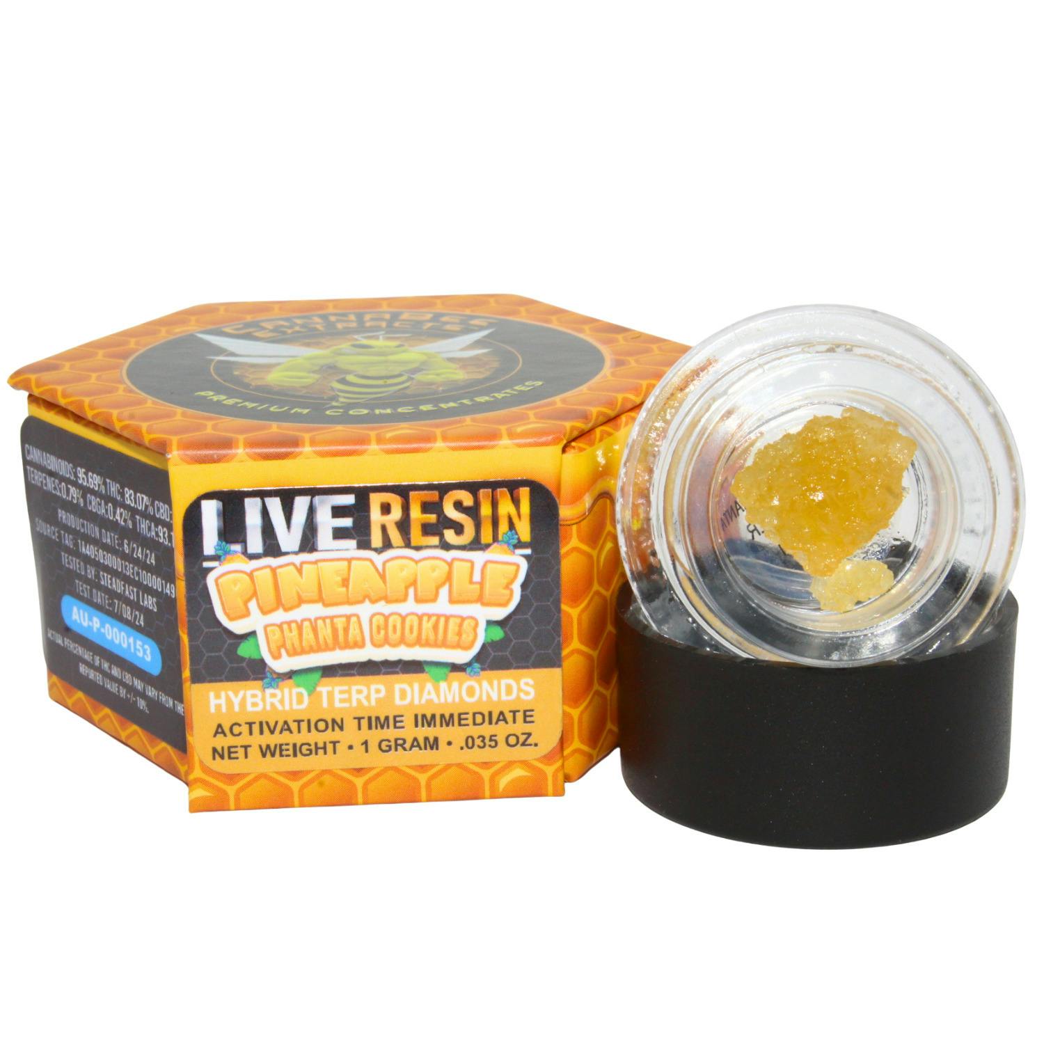 CANNABEE EXTRACTS PINEAPPLE PHANTA COOKIES 1G LR TERP DIAMONDS REC