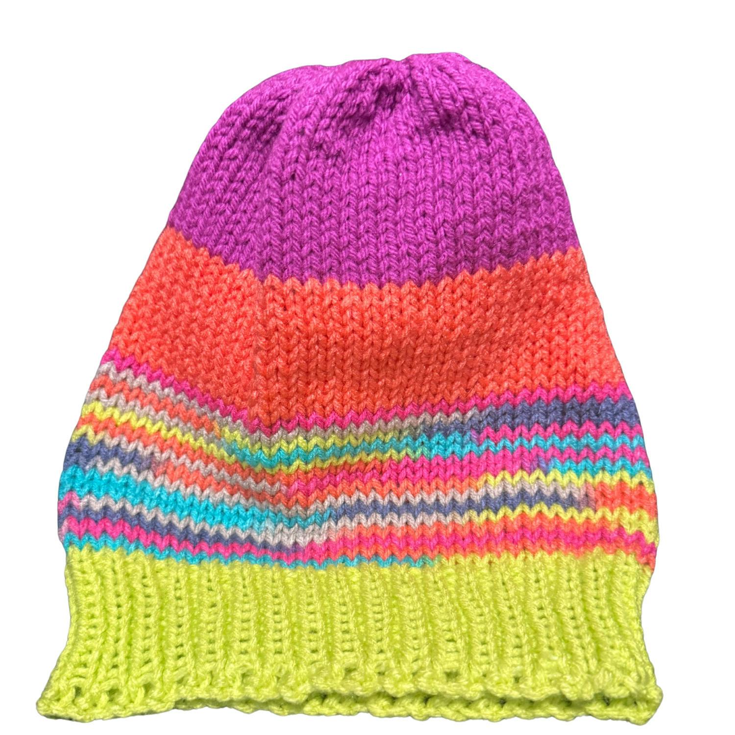 GALILEOCRAFTS NEON PINK PURPLE YELLOW STRIPPED HAT