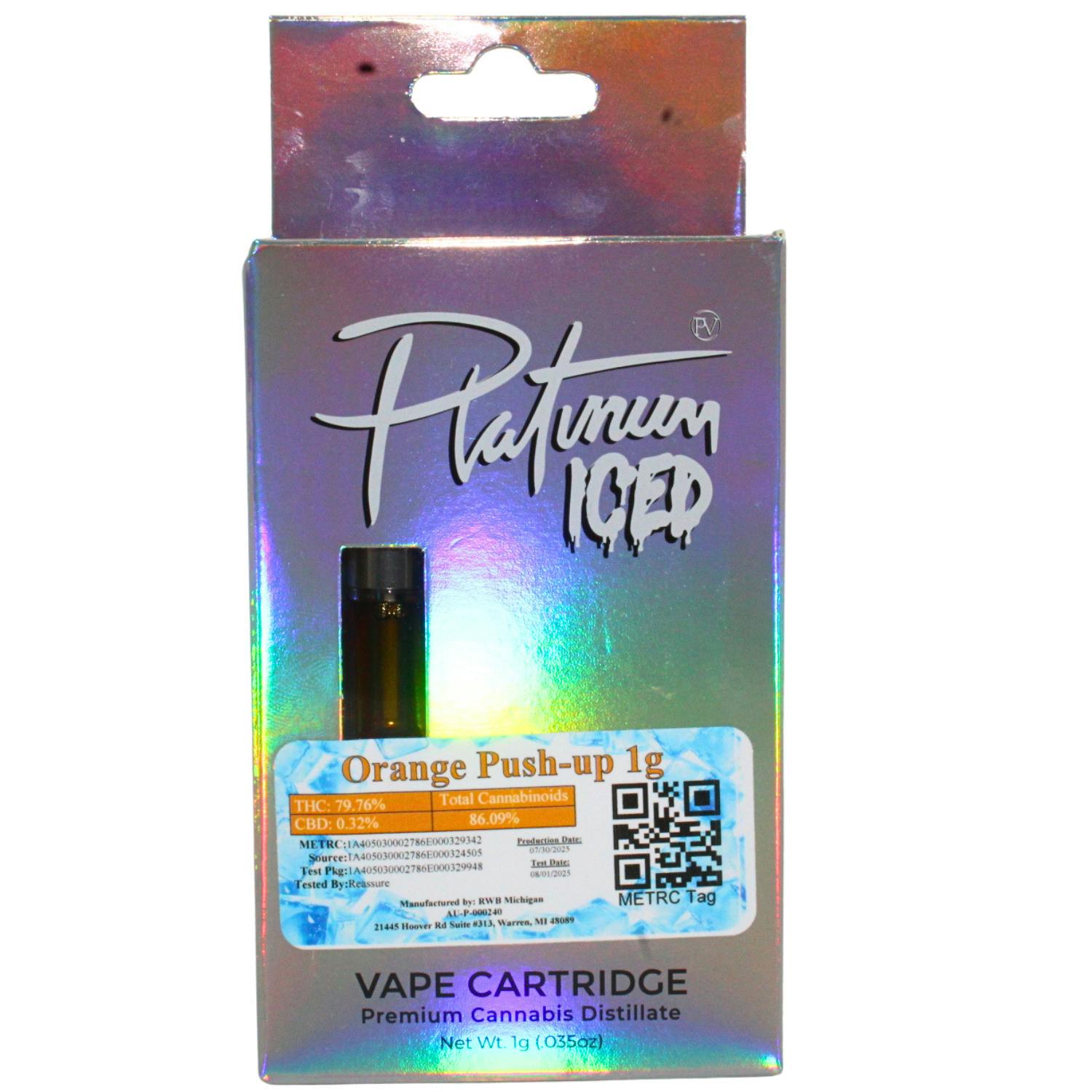 PLATINUM VAPE ORANGE PUSH-UP 1G VAPE CART REC