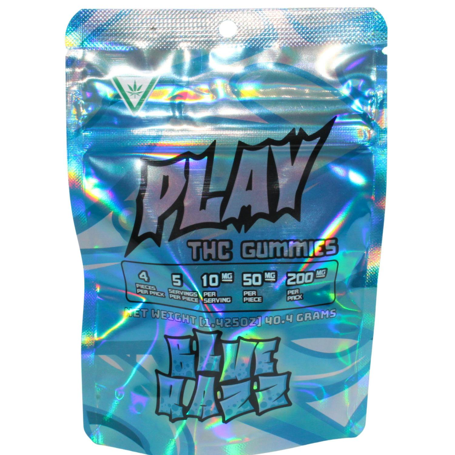 PLAY BLUE RASPBERRY 200MG GUMMIES REC