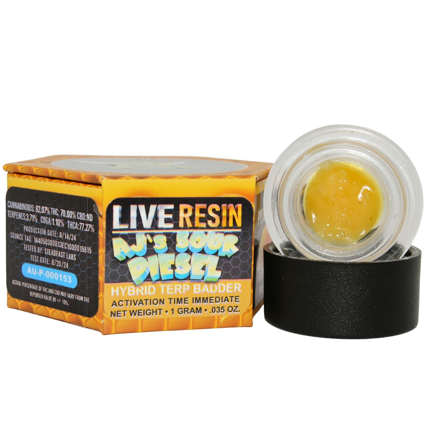 CANNABEE EXTRACTS AJ'S SOUR DIESEL 1G LR TERP BADDER REC