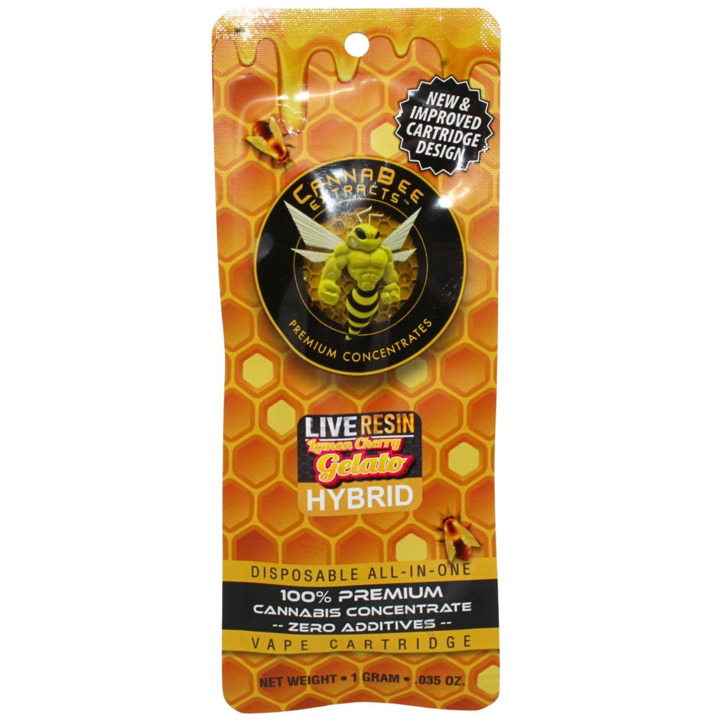 CANNABEE EXTRACTS LEMON CHERRY GELATO 1G LIVE RESIN DISPOSABLE VAPE REC