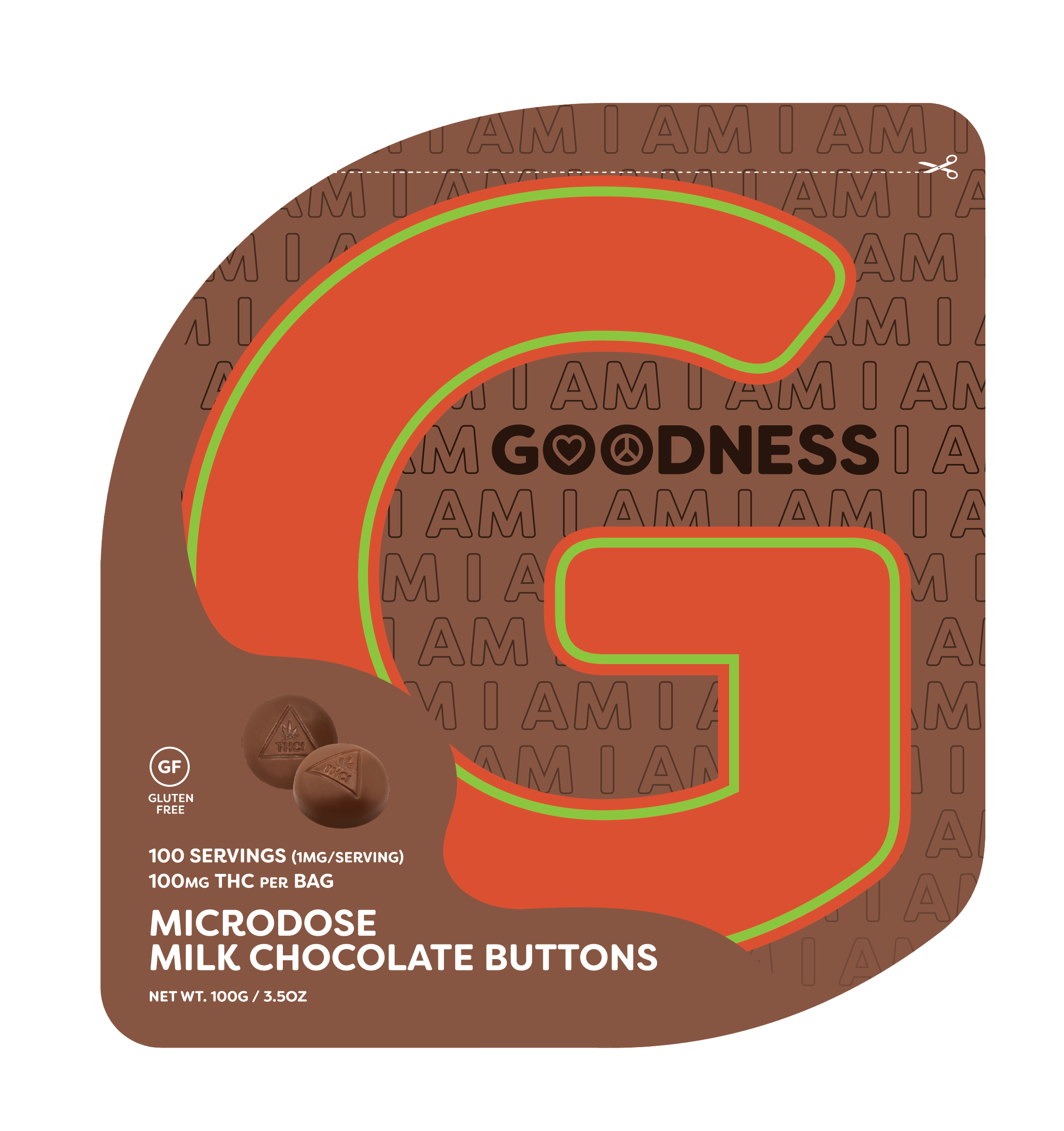 I AM GOODNESS | Microdose Milk Chocolate Buttons | 100mg THC