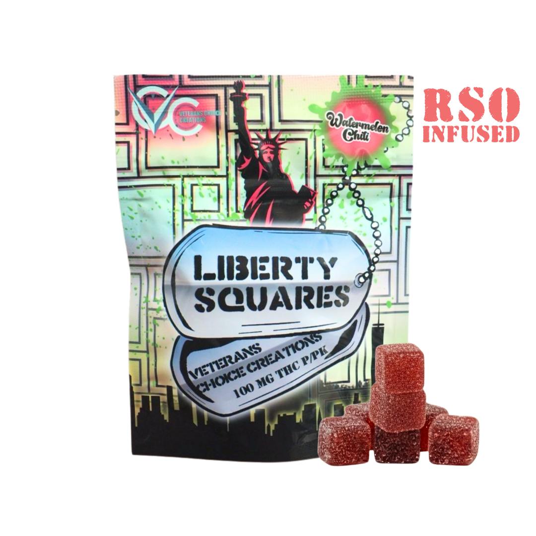 Veterans Choice Creations | Watermelon Chili Liberty Squares Gummies | 10pk | 100mg