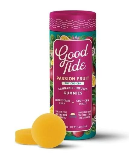 Good Tide | Infused Gummies (Edibles) | Passion Fruit 1:1:1 Indica Solventless Hash Rosin | 10mg...