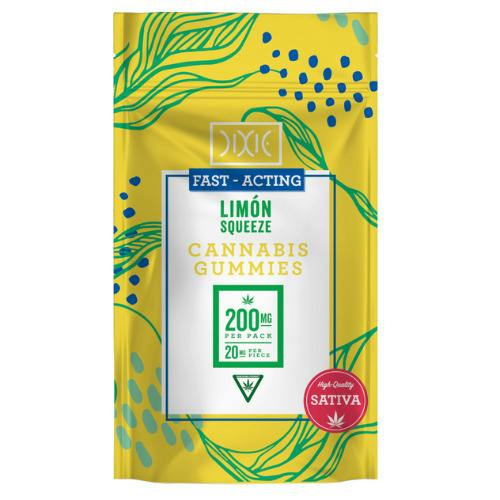 Dixie Quick Limon Squeeze Sativa Gummies 200mg THC