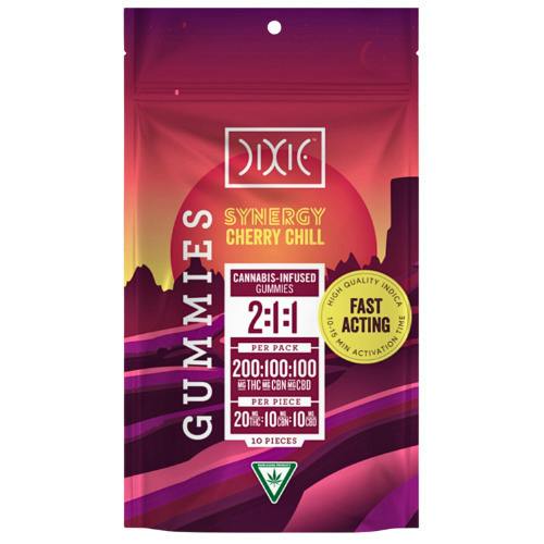 Dixie Synergy Cherry Chill Indica Gummies 200mg THC : 100mg CBN : 100mg CBD