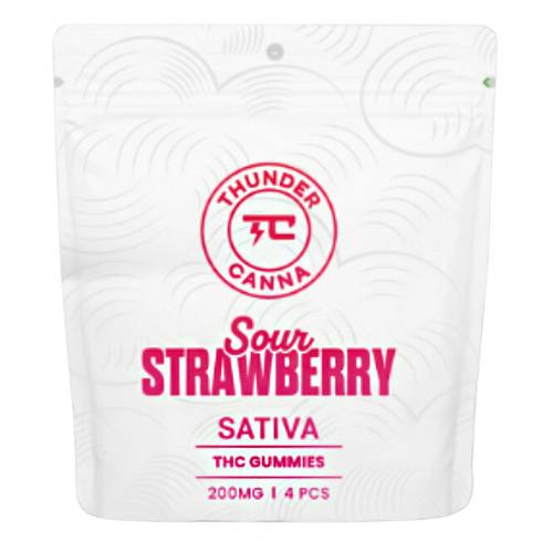 Thunder Canna Sour Strawberry Gummies 4pk 200mg THC
