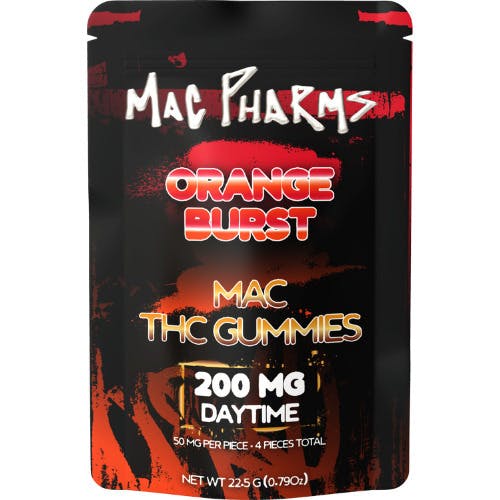 Mac Pharms Orange Burst Gummies 4 Pieces 200mg THC at The Fire Station - Ishpeming