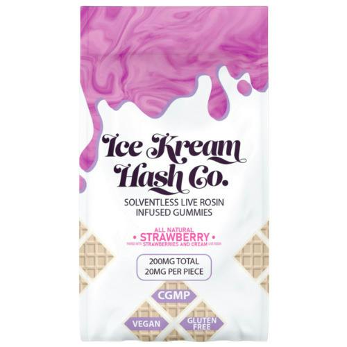 Ice Kream Hash Co Strawberry Solventless Live Rosin Gummies 200mg THC