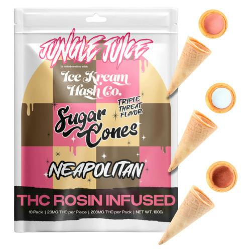 Jungle Juice x Ice Kream Hash Co Neapolitan Solventless Live Rosin Infused Cones 200mg THC