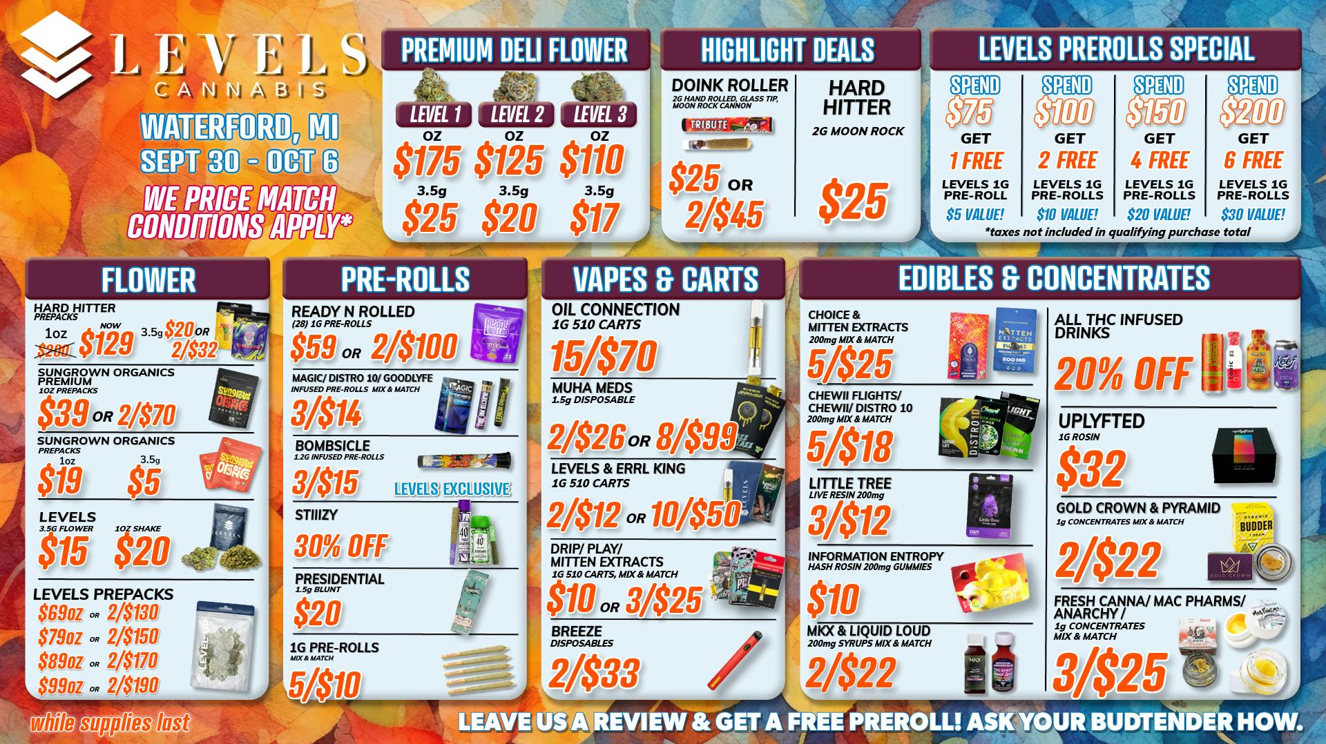 Fall Kickoff is HERE! at Levels Cannabis Waterford *NOW OPEN* Weedmaps