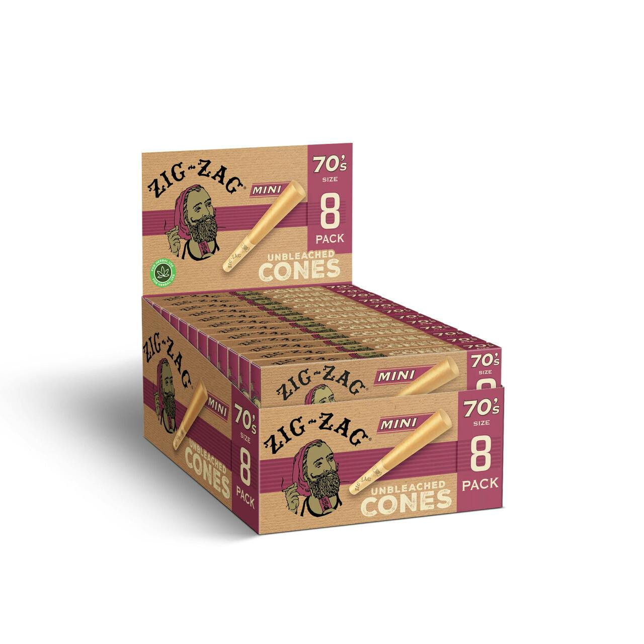 Zig-Zag - Unbleached Cones - 70mm Minis - 8pk at ROOTDOWN