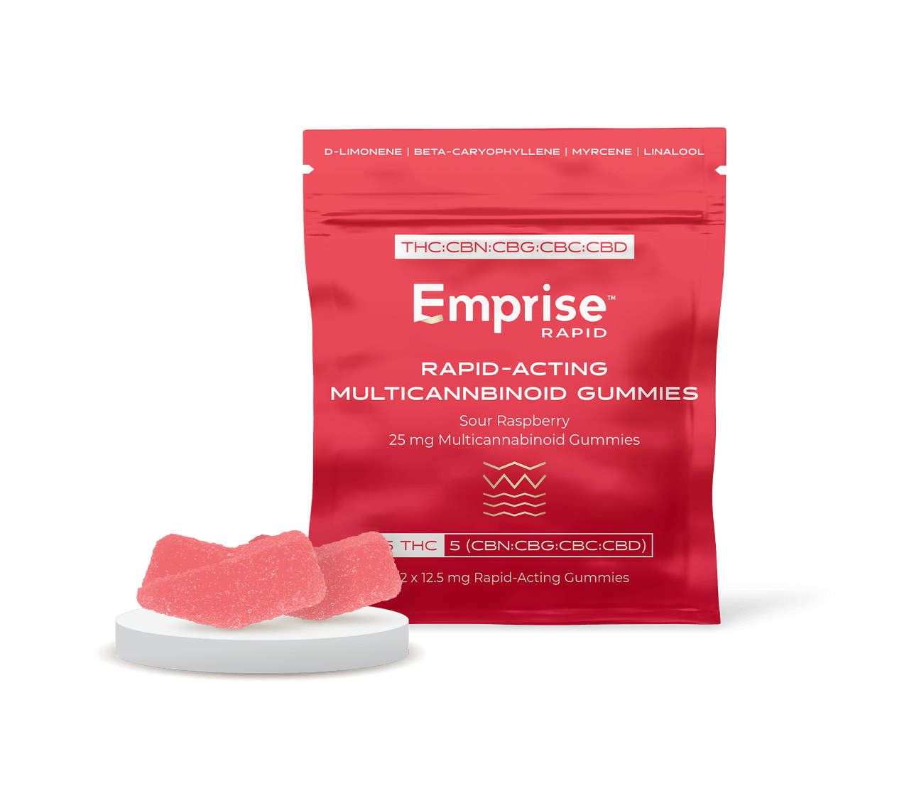 Sour Raspberry 25 mg Multicannabinoid Gummy (30 Pack) - Emprise Rapid - Edible