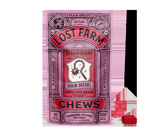 LOST FARMS Fruit Chews 100mg Live Resin: Strawberry 10pc