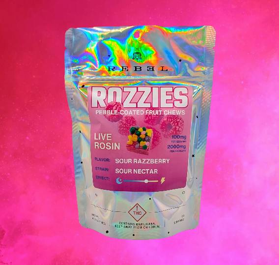 Sour Razzberry Rozzies - Pebble-Coated Rosin Fruit Chews - 20pk - 2000mg - MED