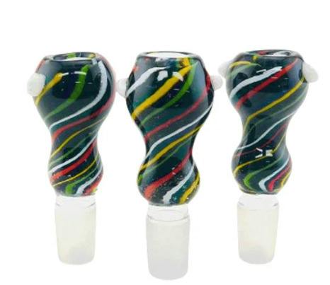 18mm Black & Rasta Striped Funnel Bowl