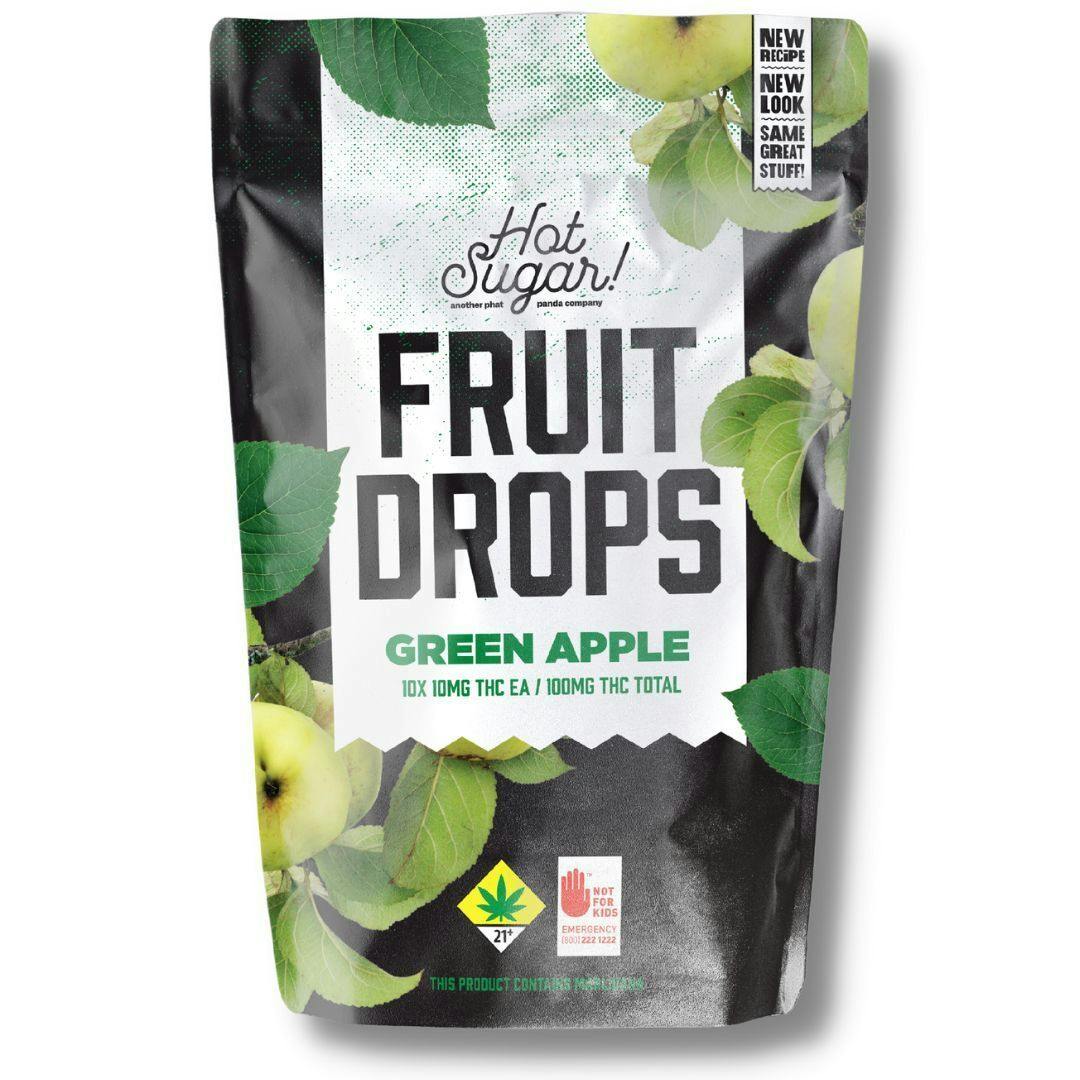Sour Green Apple Fruit Drops 100mg Gummy Edibles (Hot Sugar)