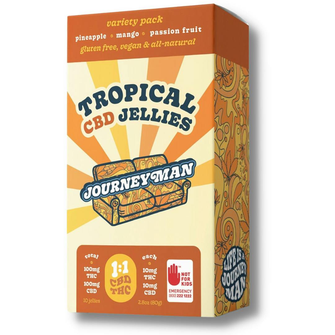 Sour Raspberry 2:1 CBC/THC 10pk Jelly Edibles (Journeyman)