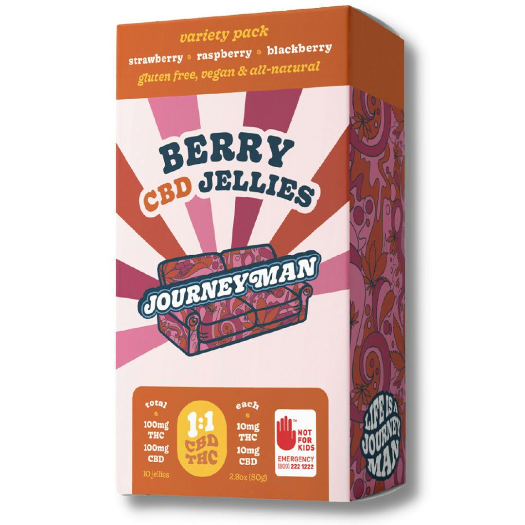 Raspberry 1:1 CBD/THC 10pk Jelly Edibles (Journeyman)