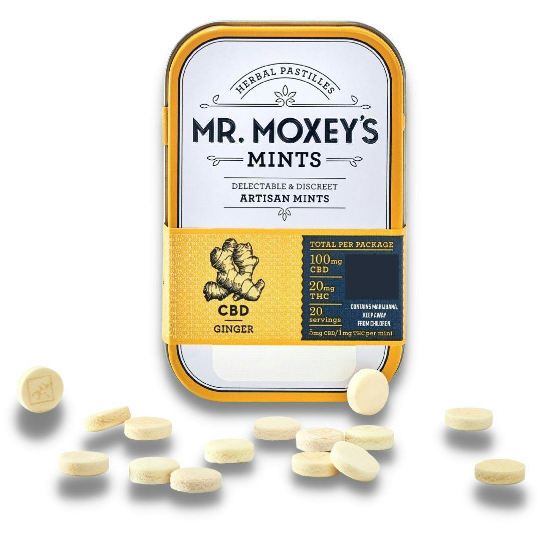 Relief Lemon Ginger Mints 1:1:1 CBD/THC/CBG 20pk Mint Edibles (Mr. Moxey's Mints)