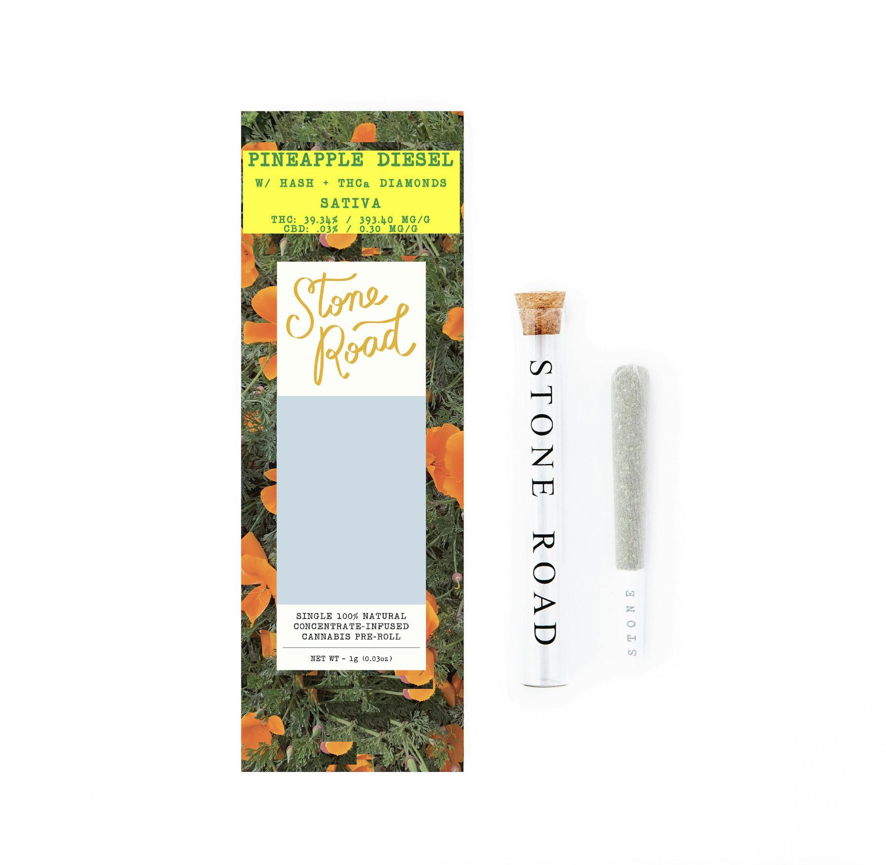 Stone Road | Pineapple (s) Diesel Diamond + Hash Infused Pre-Roll