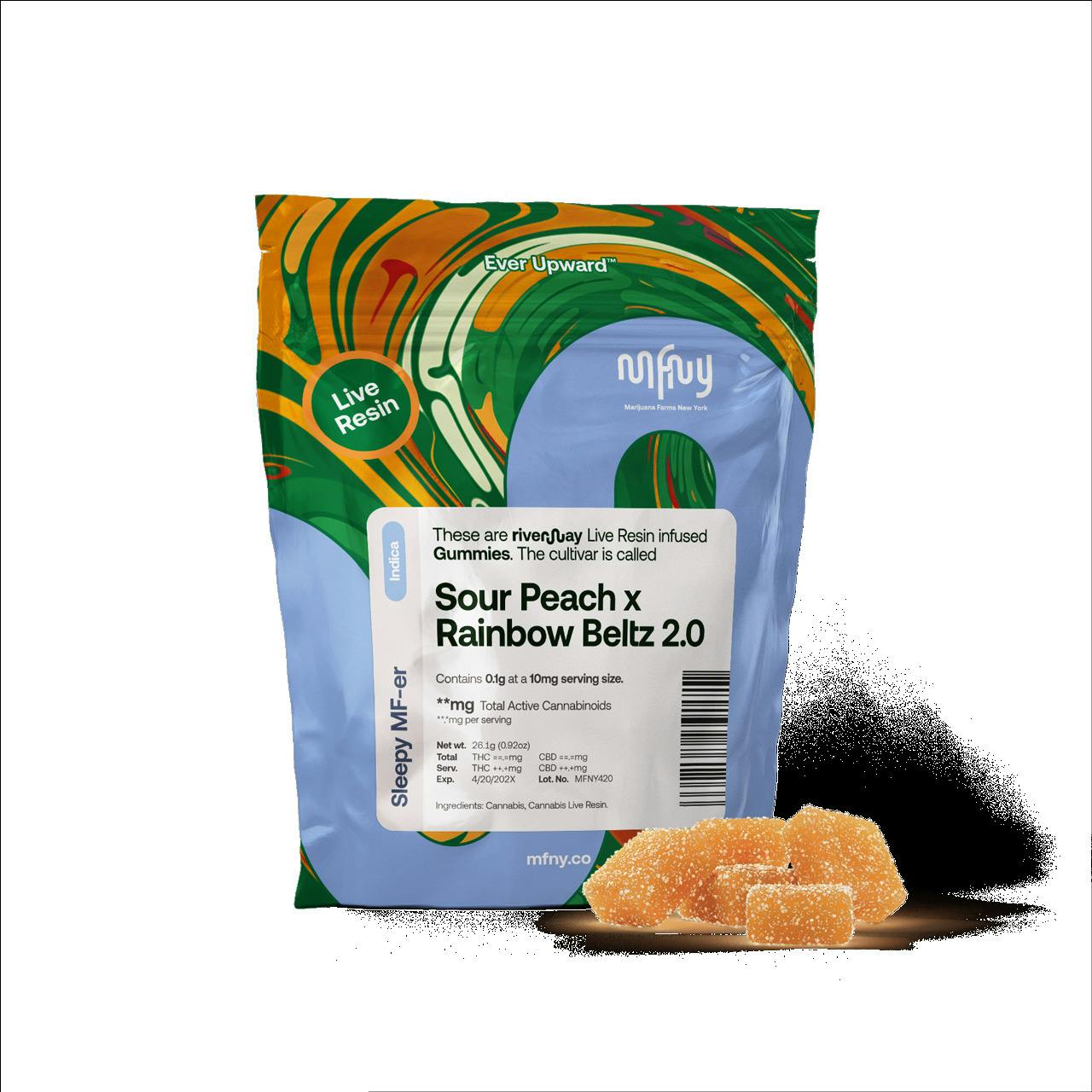 MFNY | Sour Peach (i-h) x Rainbow Beltz Live Rosin Gummies 10mg/10pk