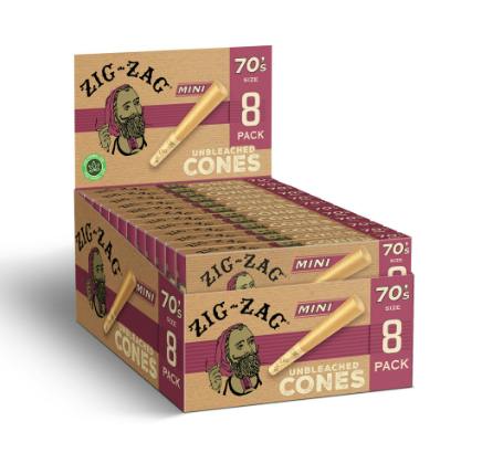 Zig Zag Mini Cones 70's 8pk - Unbleached