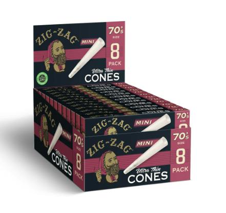Zig Zag Mini Cones 70's 8pk - Ultra Thin