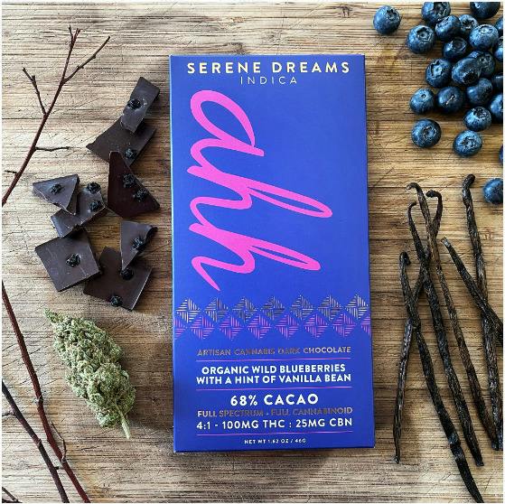 Chocolate Bar - Serene Dreams Dark Choc Blueberry & Vanilla Bean RSO - 4:1 THC:CBN - 100mg - Tree...