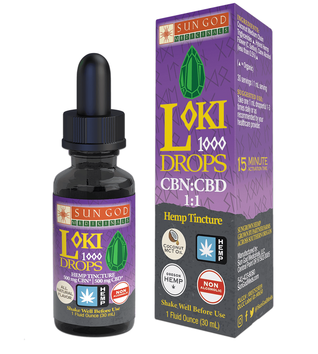 Sun God Loki Drops 1:1 Sleep CBN:CBD at Gorge Greenery All Things Cannabis- Marijuana Dispensary Hood River
