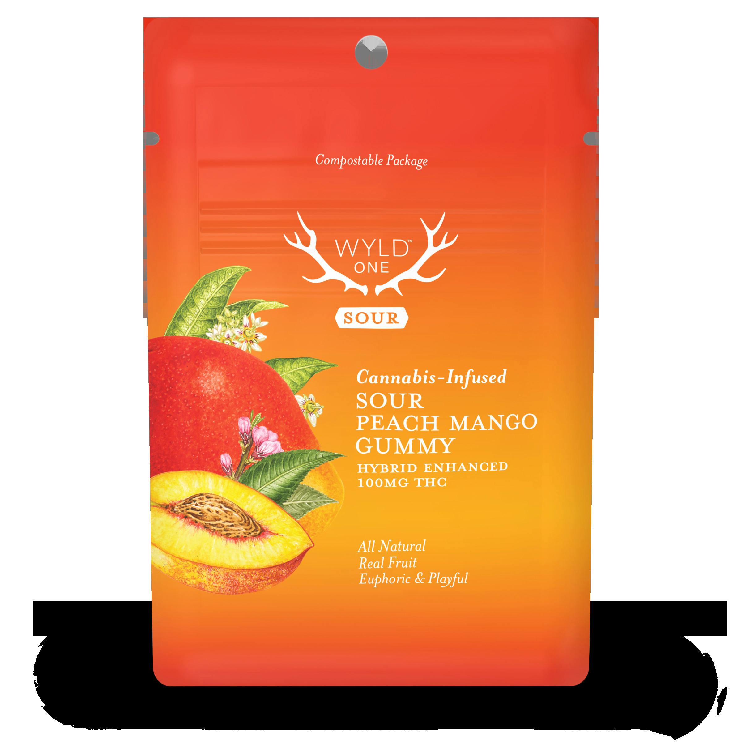 WYLD ONE | Sour Peach Mango Hybrid Enhanced Gummies | 100mg | Single at Gorge Greenery All Things Cannabis- Marijuana Dispensary Hood River