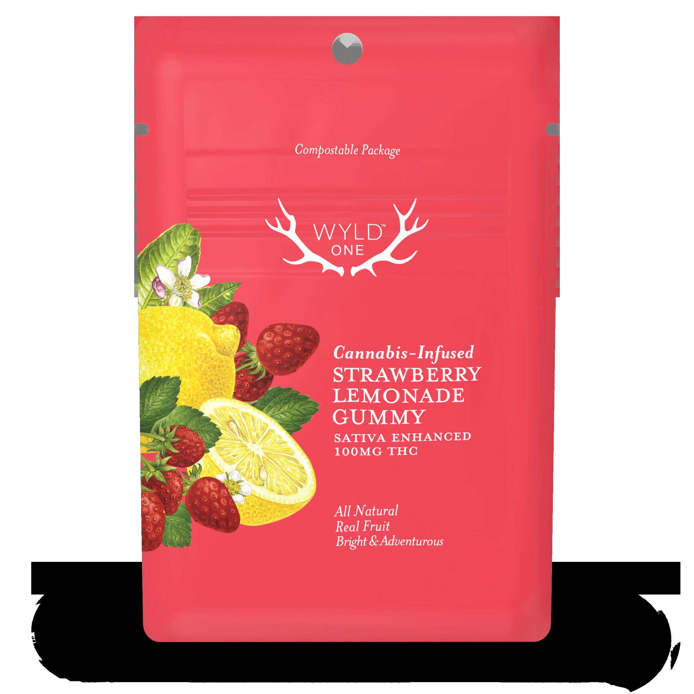 WYLD ONE | Strawberry Lemonade Sativa Enhanced Gummies | 100mg | Single at Gorge Greenery All Things Cannabis- Marijuana Dispensary Hood River