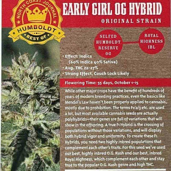 Humboldt Feminized Early Girl 5 Pack Seeds