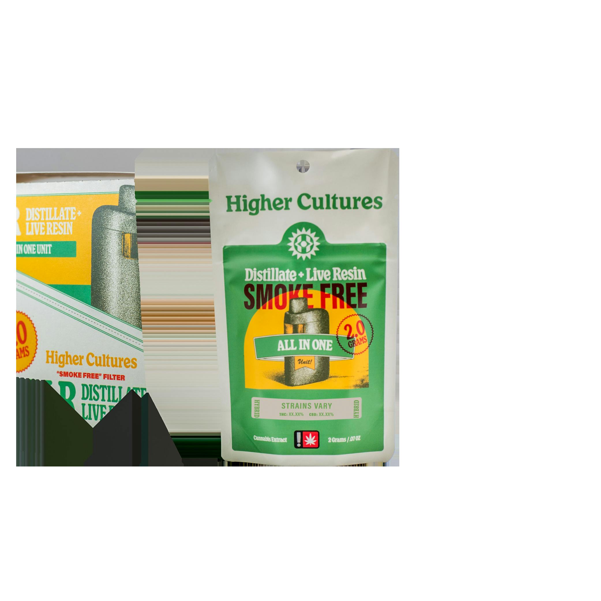 Higher Cultures AIO 2g Hashburger All-In-One Distillate + Live Resin Cartridge