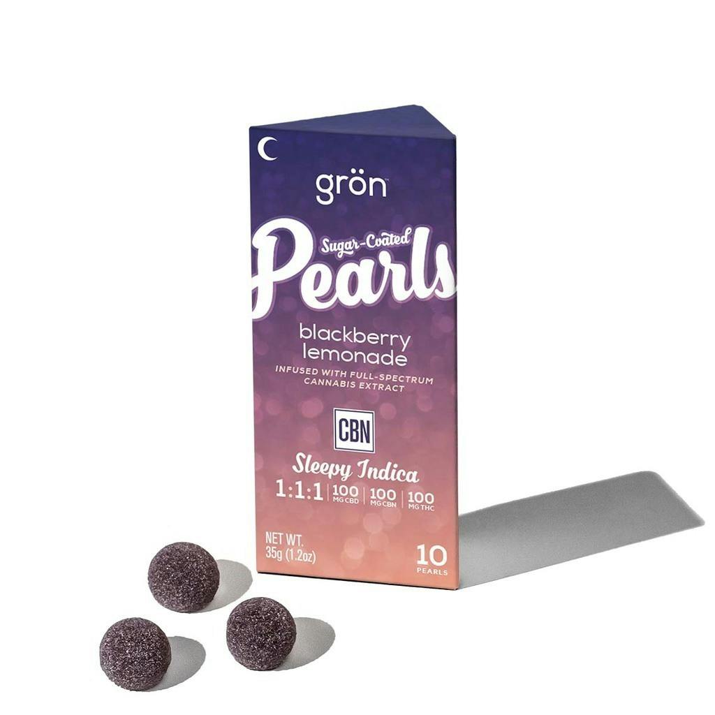 Gron Pearls Blackberry Lemonade 1:1:1 CBD/CBN/THC Gummy 100mg   Candy