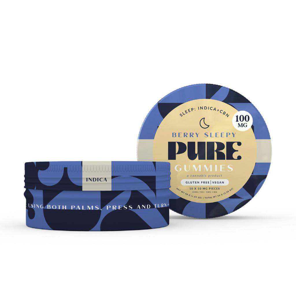 Pure Berry Sleepy 1:2 CBN:THC Gummy 100mg   Candy