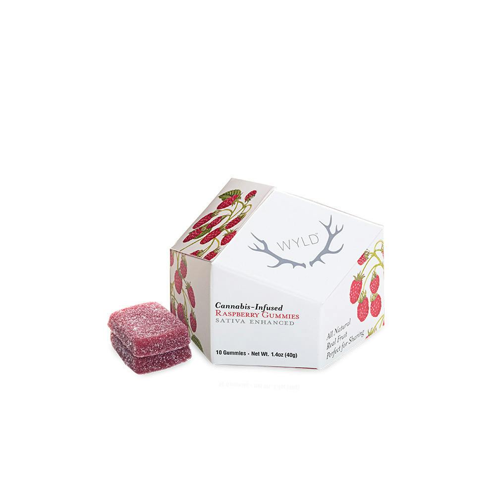 Raspberry Sativa Enhanced Gummies | 100mg | 10ct | 10mg/ea