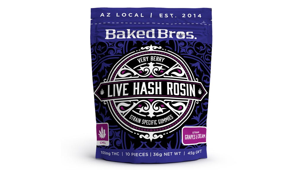 Baked Bro's Hash Rosin Very Berry Gummy 100mg   Candy