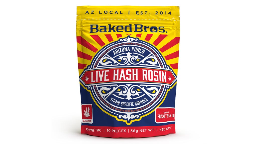 Baked Bro's Hash Rosin Arizona Punch Gummy 100mg   Candy