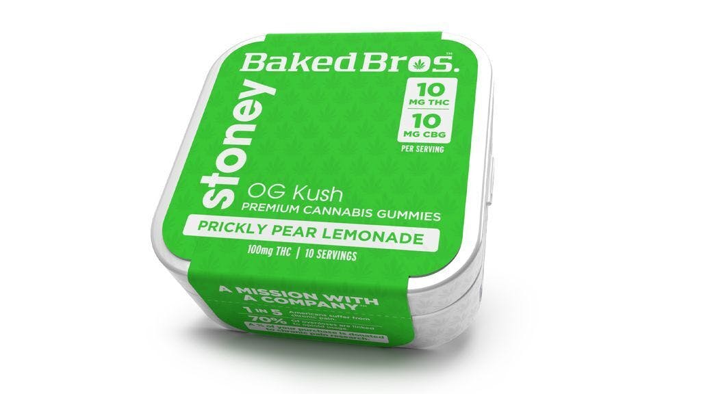 Baked Bro's Stoney Prickly Pear Lemonade 1:1 CBG:THC Gummy 100mg   Candy