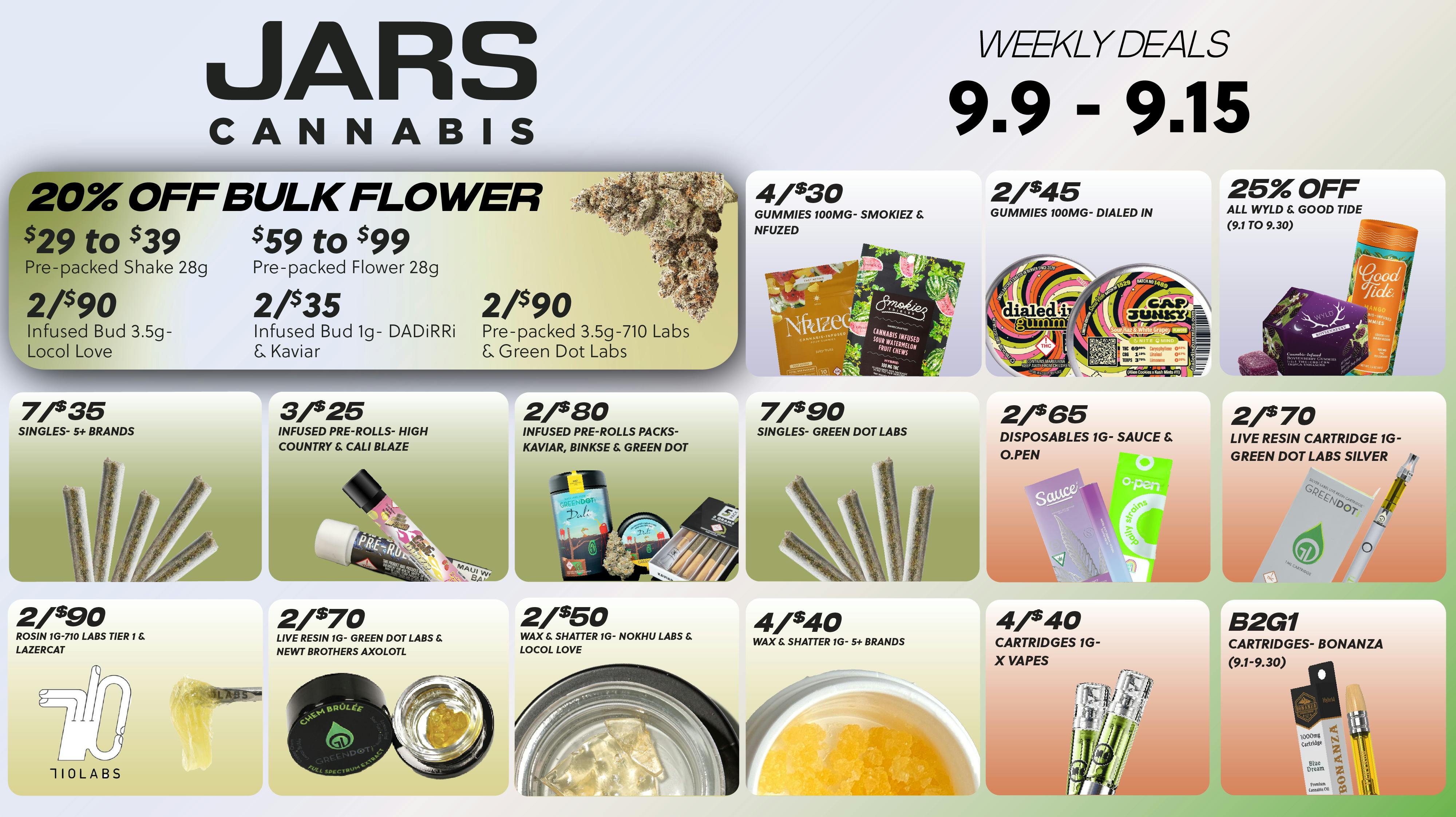 JARS Cannabis Weekly Deals at JARS Cannabis Southlands Weedmaps