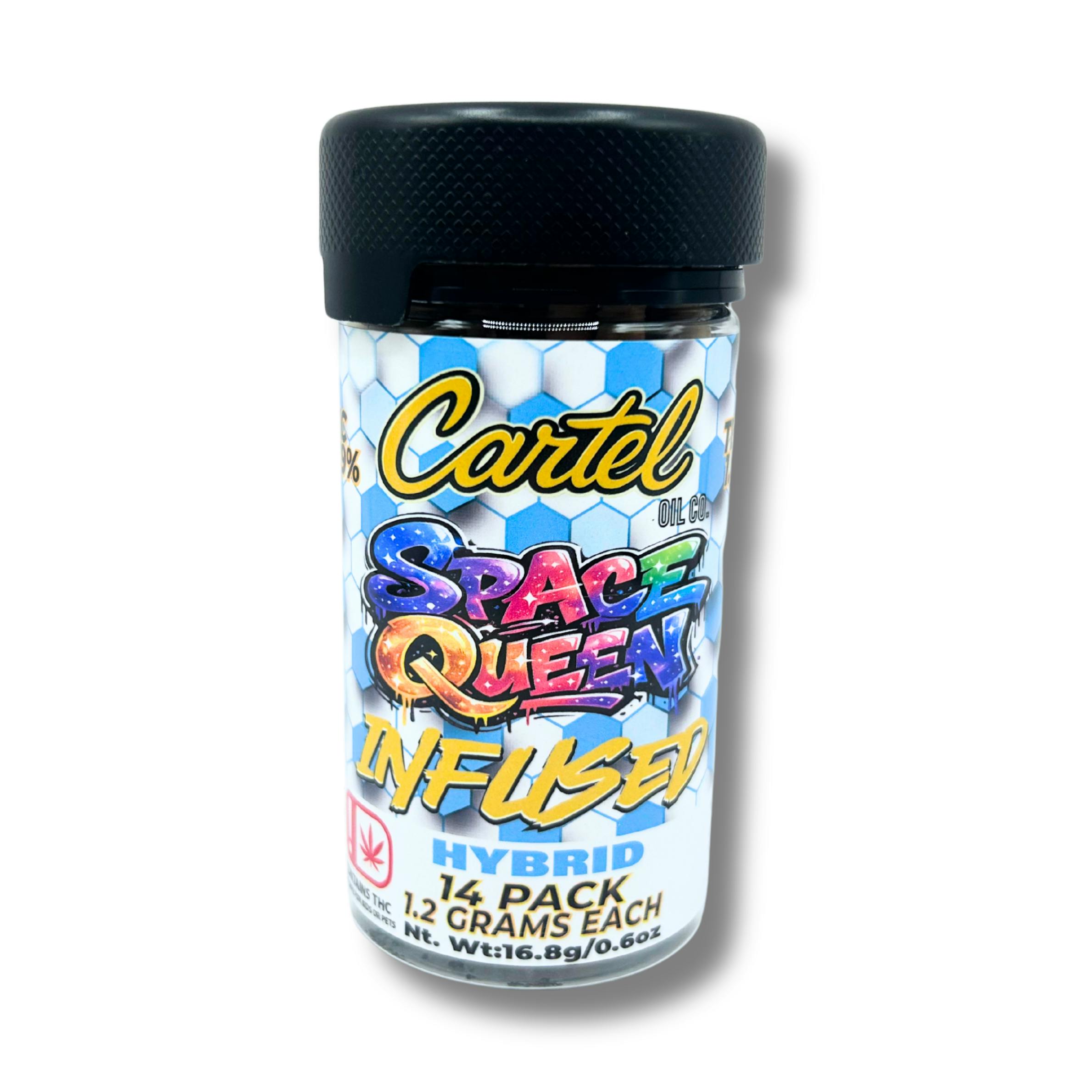CARTEL OIL - 14 PACK INFUSED PREROLLS - SPACE QUEEN - HYRBID