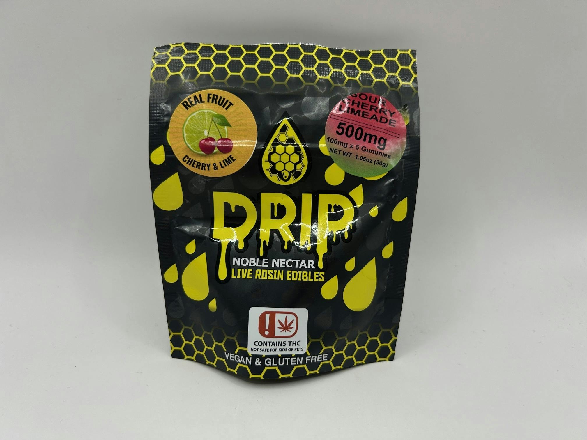 Noble Nectar - Drip - Rosin Sour Cherry Limeade 500mg Live Gummies